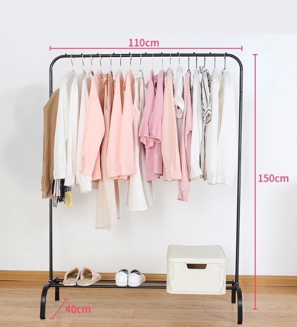 Metal Clothes Rail Stand with Hanging Rail and Storage Shelf