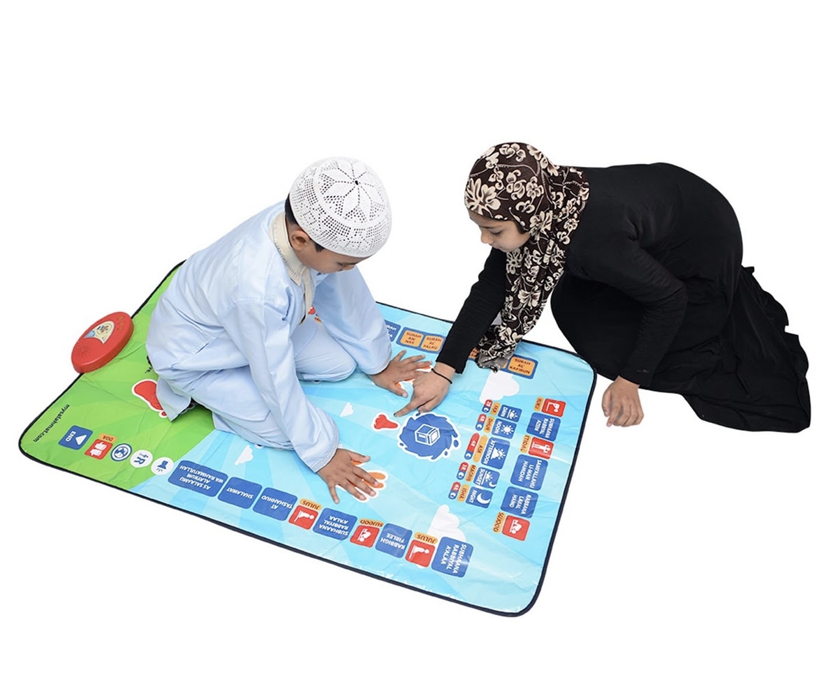 Educational and interactive prayer rug, educational prayer mat, educational prayer mat