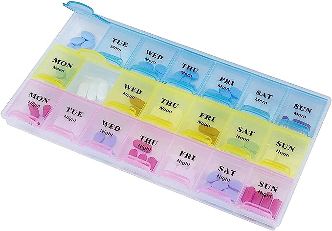 Pill Box Tray, Medication Organizer Planner (7 Days, 3 Times a Day)