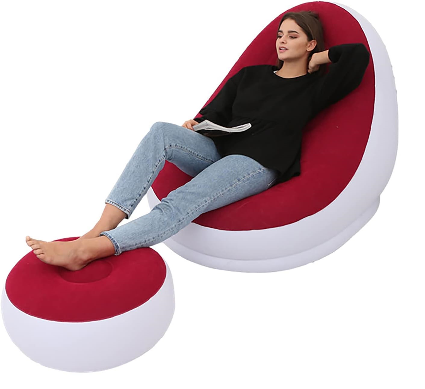 Inflatable lounge chair for indoor living