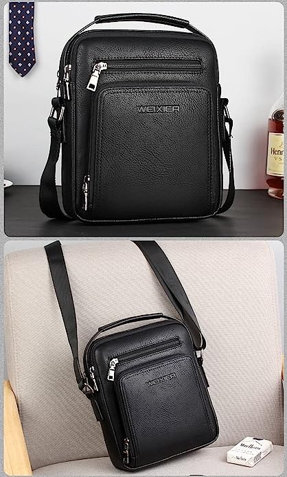 Weixier Leather Shoulder Bag For Men - Black
