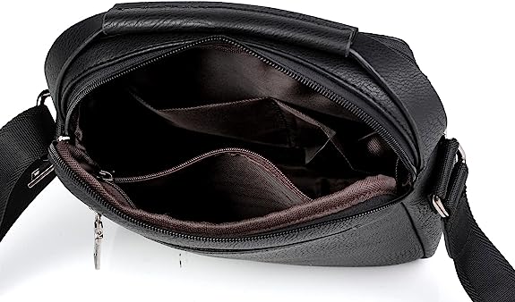 Weixier Leather Shoulder Bag For Men - Black
