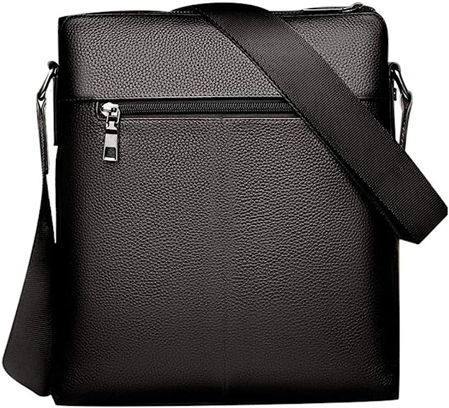 AIZHIYI Leather Crossbody Bag For Men - Black