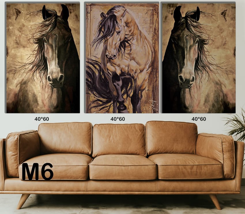 Print Wall Picture for Home Decor 3 brown horses, 120 * 80 cm