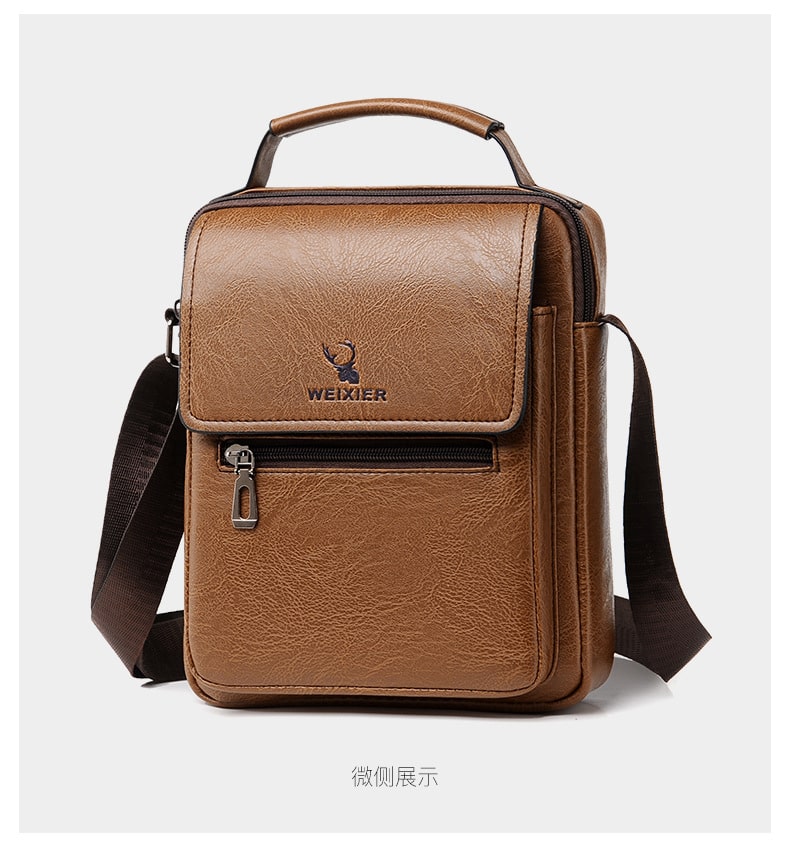 Weixier Leather Crossbody Bag For Men - Brown