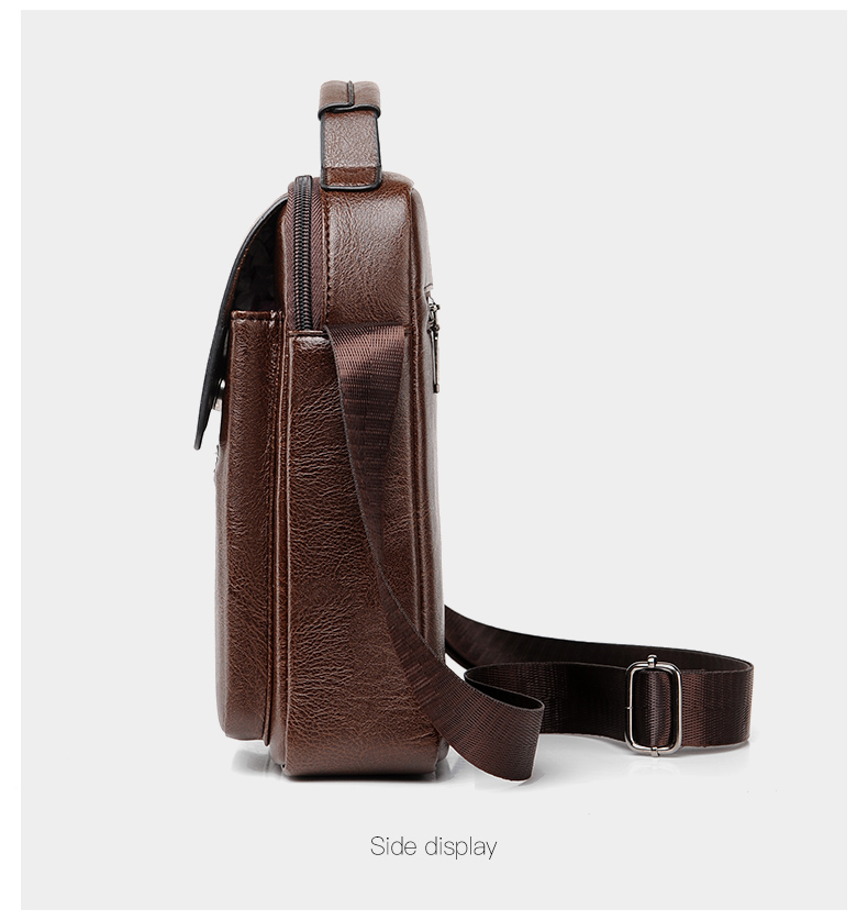 Weixier Leather Crossbody Bag For Men - Dark Brown