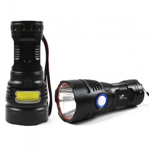 360 LED flashlight, waterproof, powered by “batteries”