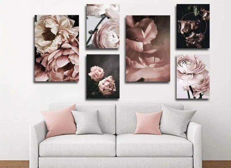 Floral Design Printed Wall Art Paintings Set - 6 Pieces