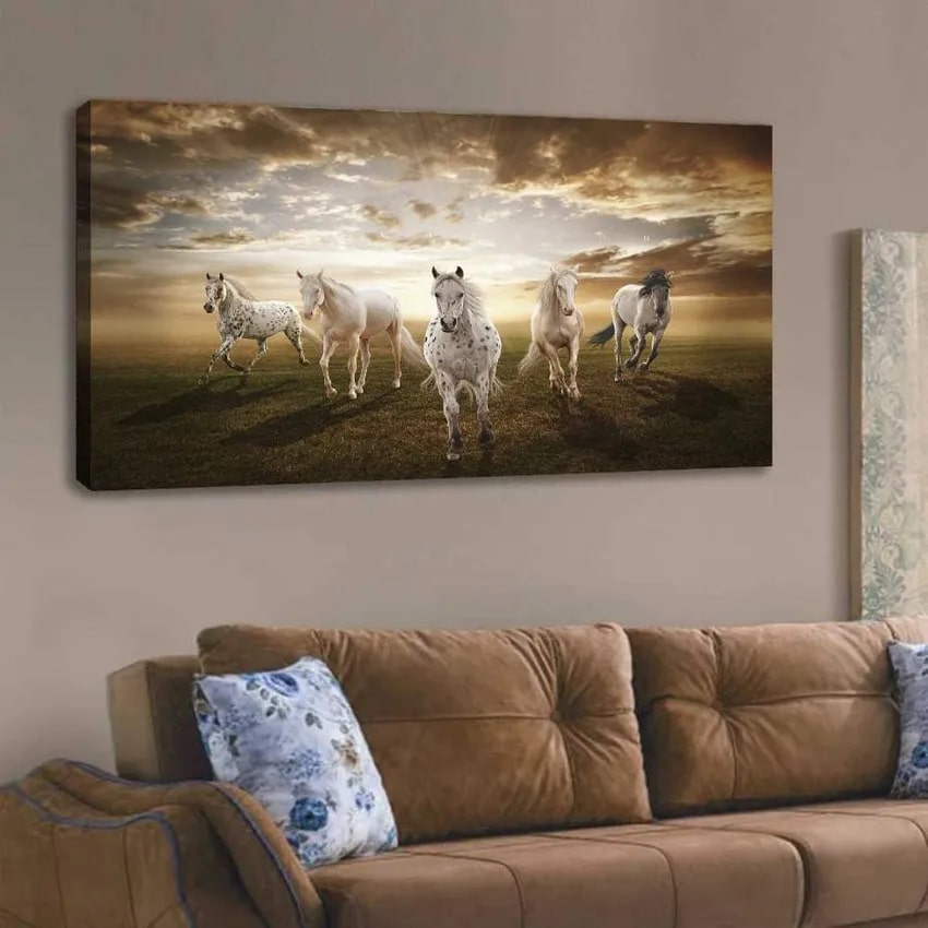 Horses Printed Wall Art Painting - 120x60 cms