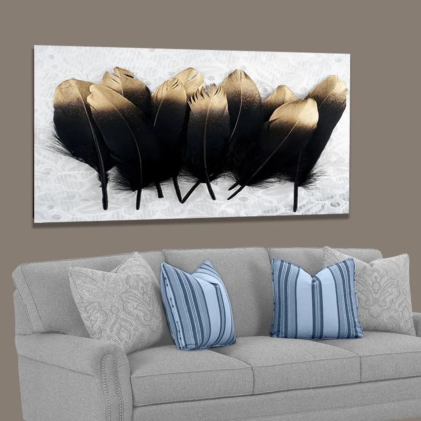 Feather Design Printed Wall Art Painting - 120x60 cm
