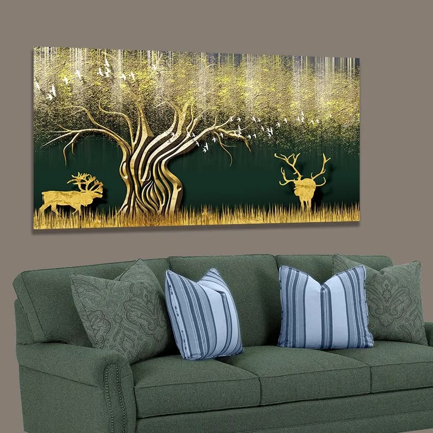 Deer Printed Wall Art Painting - 120x60 cms