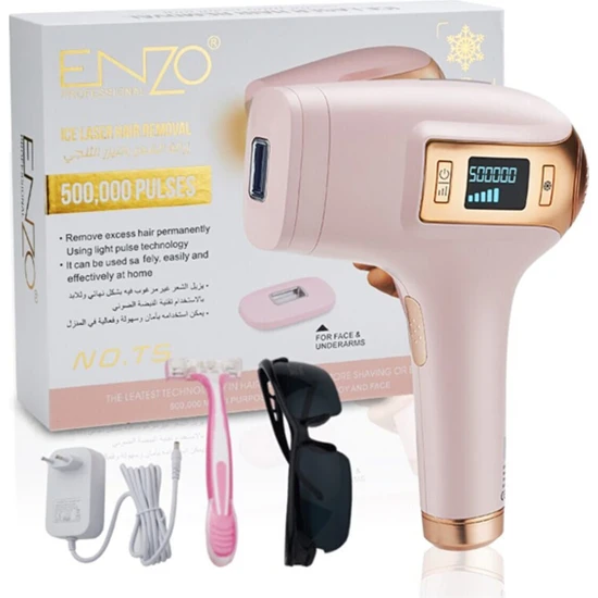 Enzo en- 500,000 Pulses Portable Laser Hair Removal Device Laser Hair Removal Device for Whole Body Pink