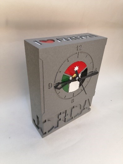 Cement gray clock model, made of wood and acrylic