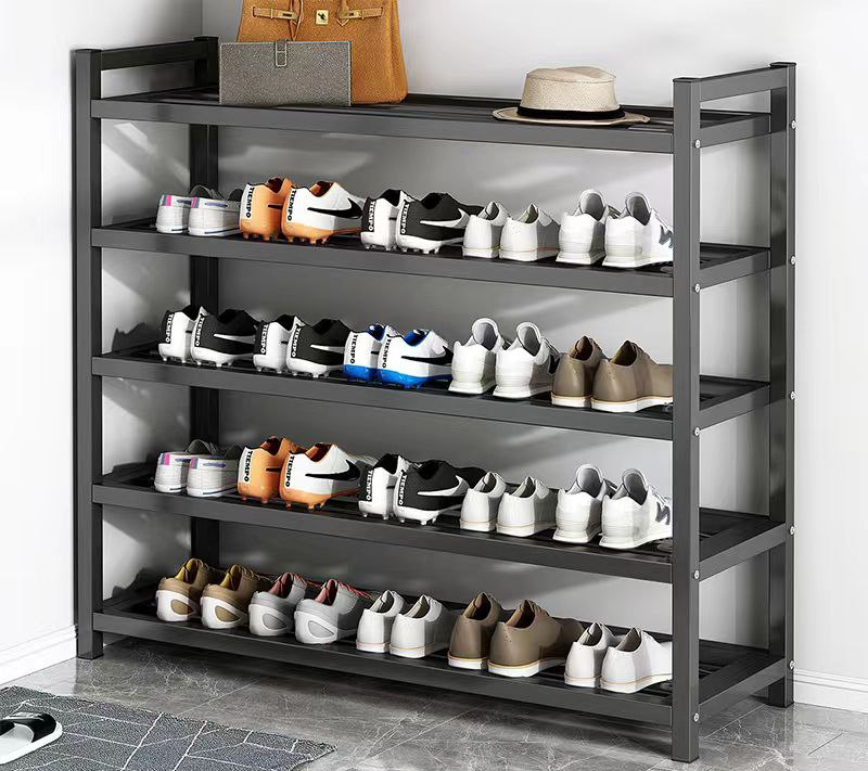 Wooden shelves for organizing shoes