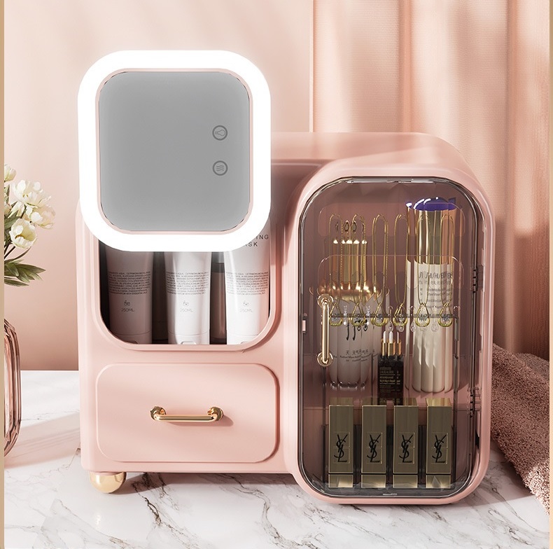 Led Makeup Storage Box - Pink