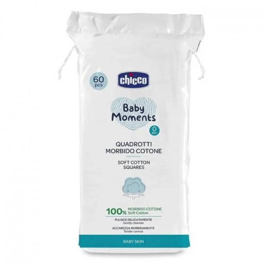 Chicco Baby Moments Cleaning Cotton Wipes, 60 Pieces
