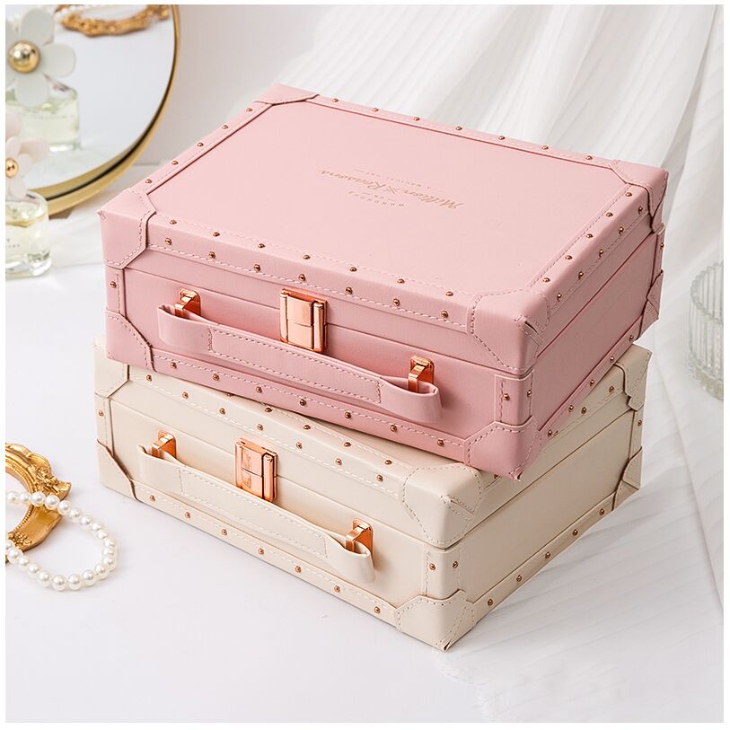 Leather Trunk Box - Beige