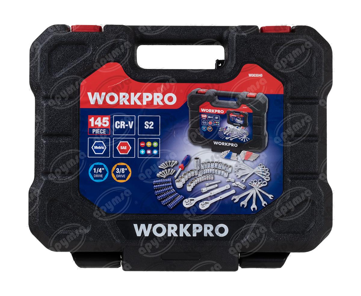Workpro 145 Piece Mechanic's Tool Set 1/4-inch and 3/8-inch Drive Sockets Set