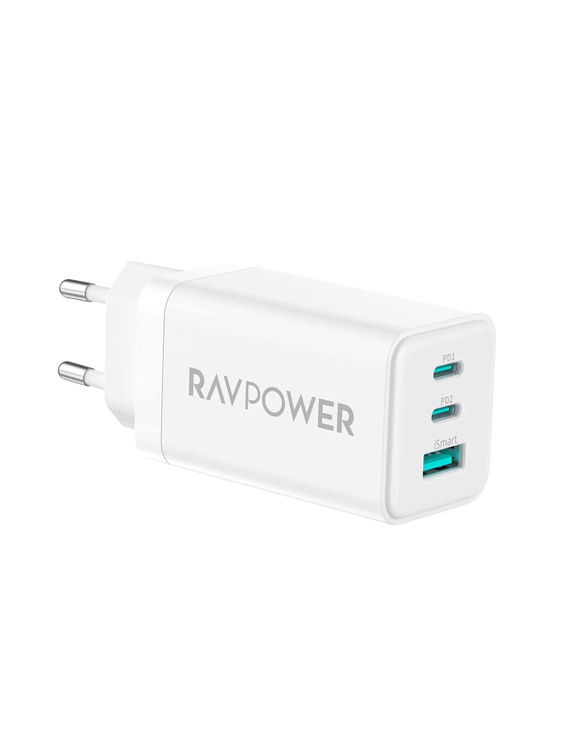 RAVPower RP-PC172 PD 65W 3-Port Wall Charger - white