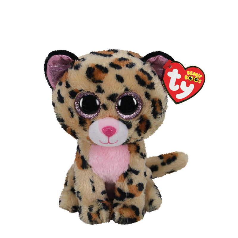 Ty Beanie Boos Leopard, Medium Size, Brown & Pink Color