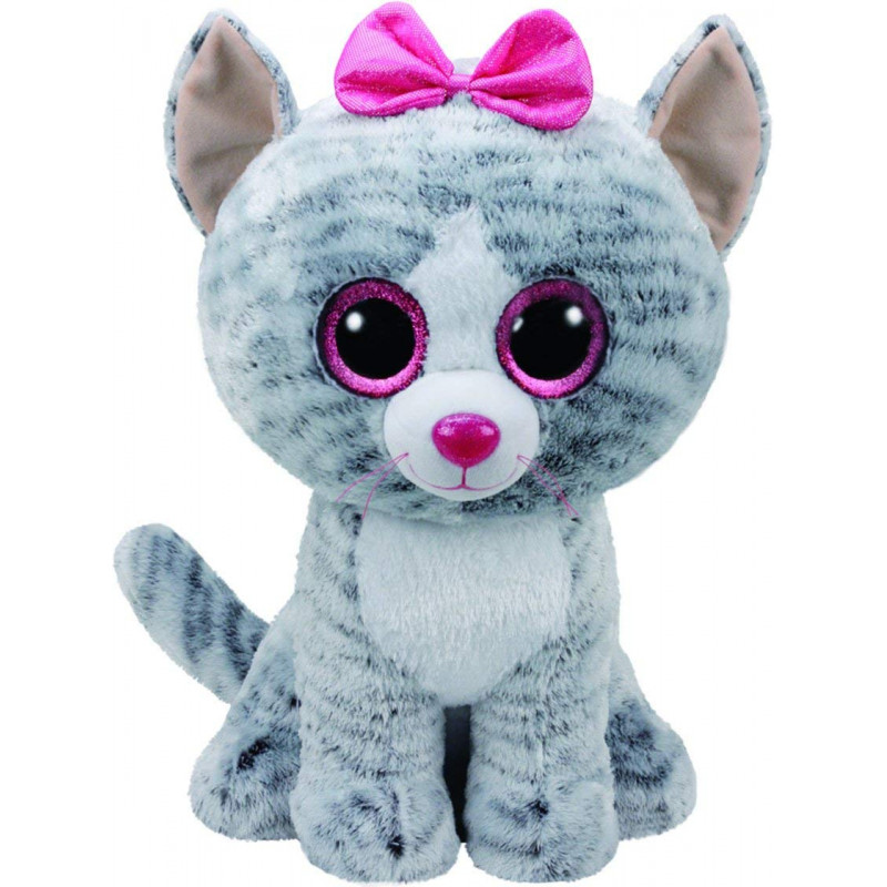 Ty Kiki Cat Plush Toy with Glitter Eye Glubschi's Beanie Boo's, 42 cm, Grey