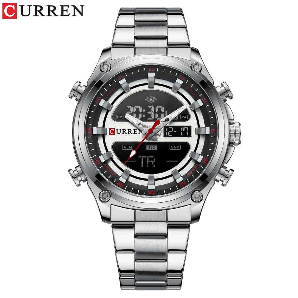 Curren Men's Stainless Steel Digital Sport Watch (49 mm Dial)