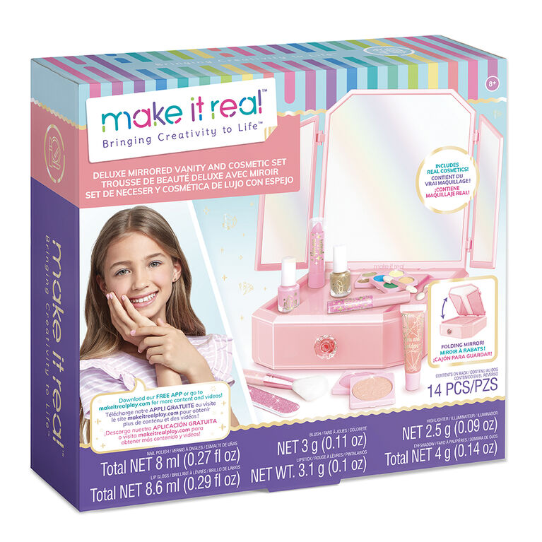 Make It Real - Mirrored Vanity and Cosmetic Makeup Set