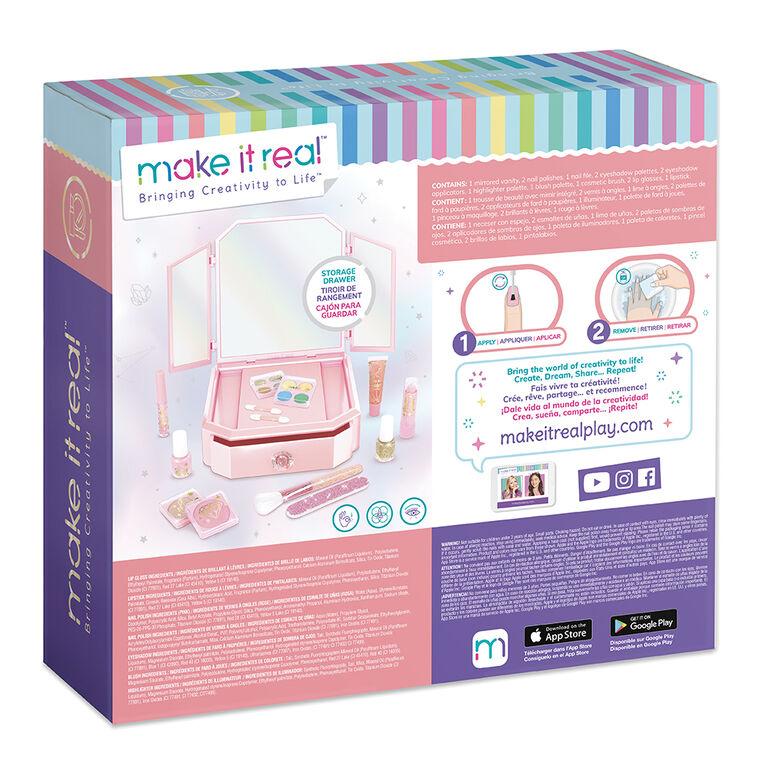 Make It Real - Mirrored Vanity and Cosmetic Makeup Set