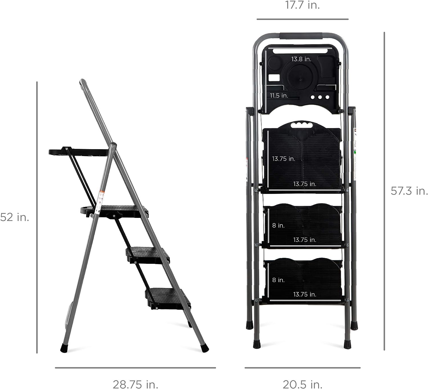 Mazaya  Four-step wide zigzag folding household ladder