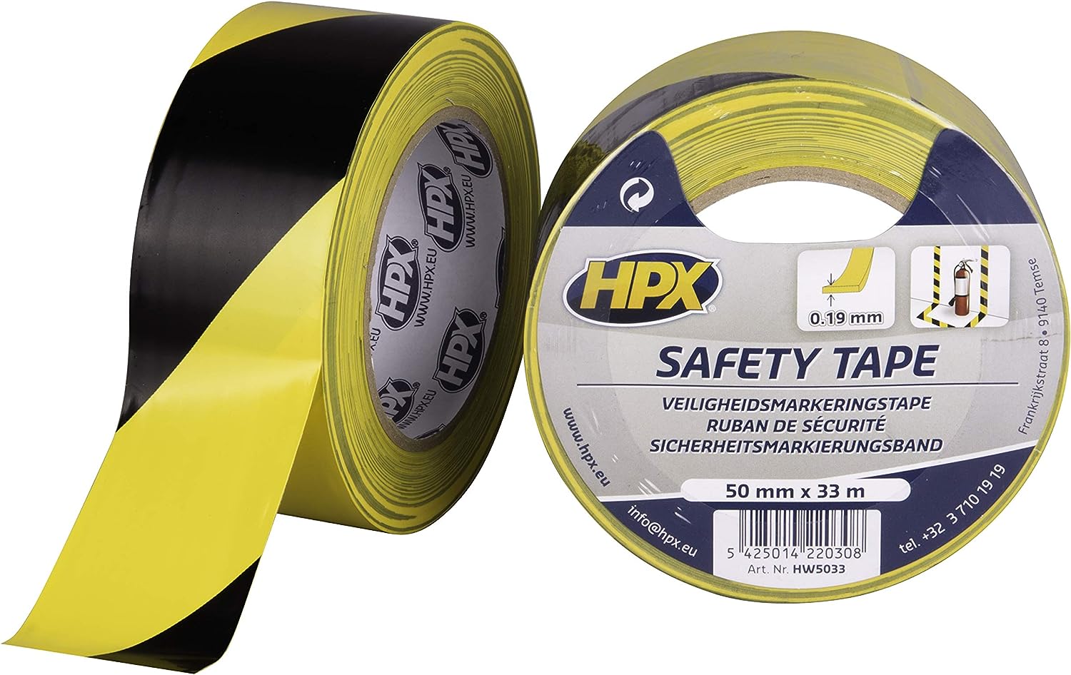 Security marking tape 50mm x 33m yellow / black
