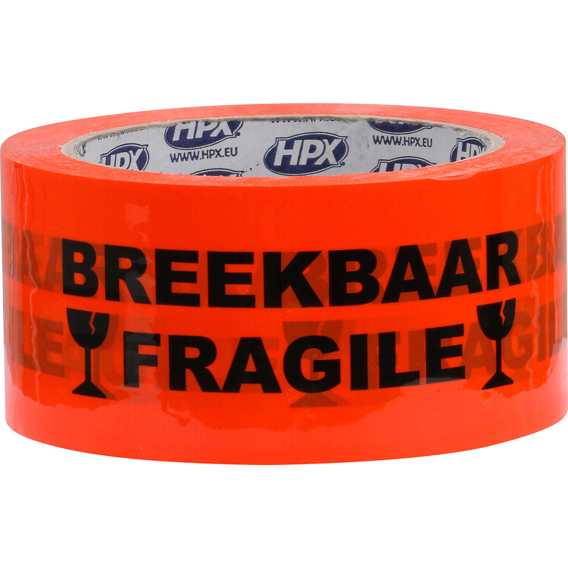 Packaging tape breekbaar fragile 50mm x 66m