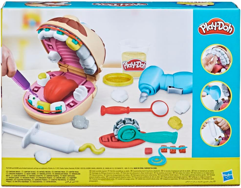 Play-Doh Drill 'n Fill Dentist Toy for Kids 3 Years and Up with Cavity and Metallic Colored Modeling Compound