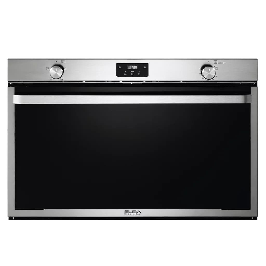 ELBA giant oven 90 cm gas with cooling and distribution fan 141 liters elegant stainless steel design with black glass door