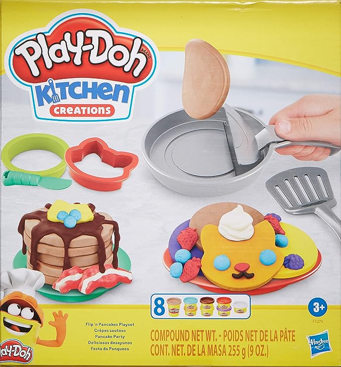 Play-Doh Kitchen Creations Flip 'n Pancakes Playset with 14 Play Kitchen Accessories