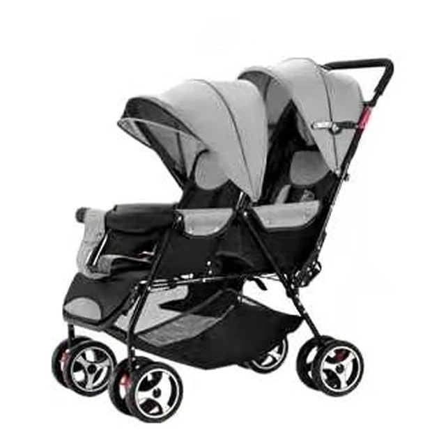 Lightweight foldable double stroller for two children