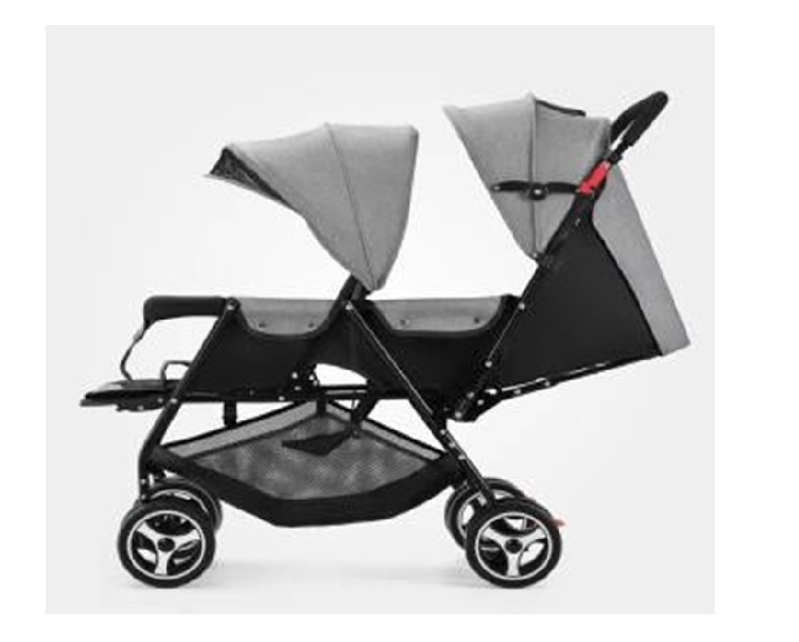 Lightweight foldable double stroller for two children