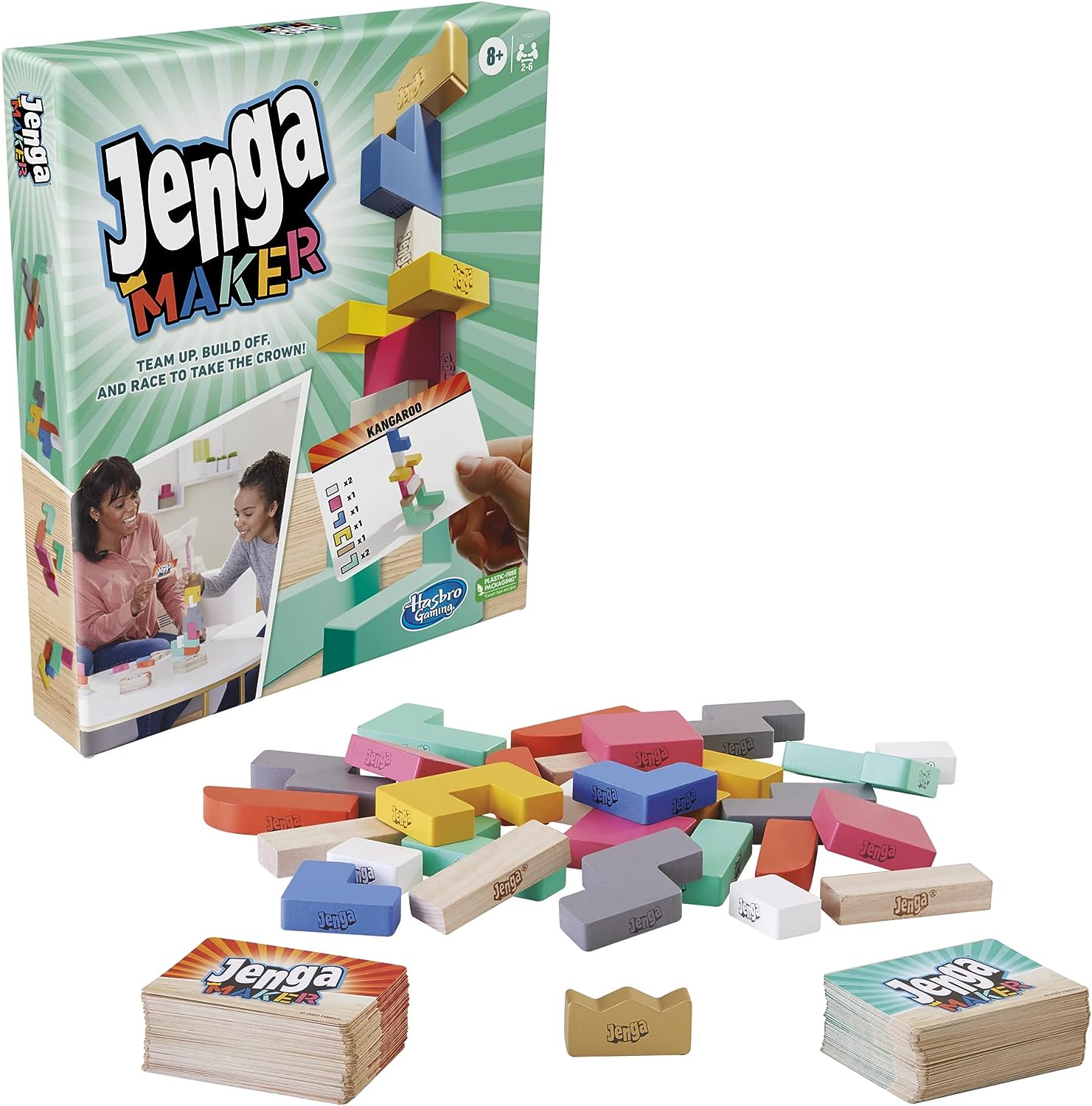 Hasbro Gaming Jenga Maker, Wooden Blocks, Stacking Tower Game, Game for Kids Ages 8 and Up, Game for 2-6 Players, Play in Teams