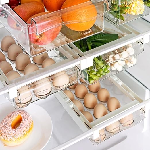 Egg Holder for Refrigerator Egg Container Drawer and Clear Egg Storage Box