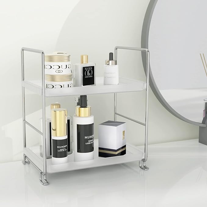 2 Tier Bathroom Organizer Countertop ,Kitchen Spice Rack or Makeup Shelf Vanity Perfume Skin Care Organizer