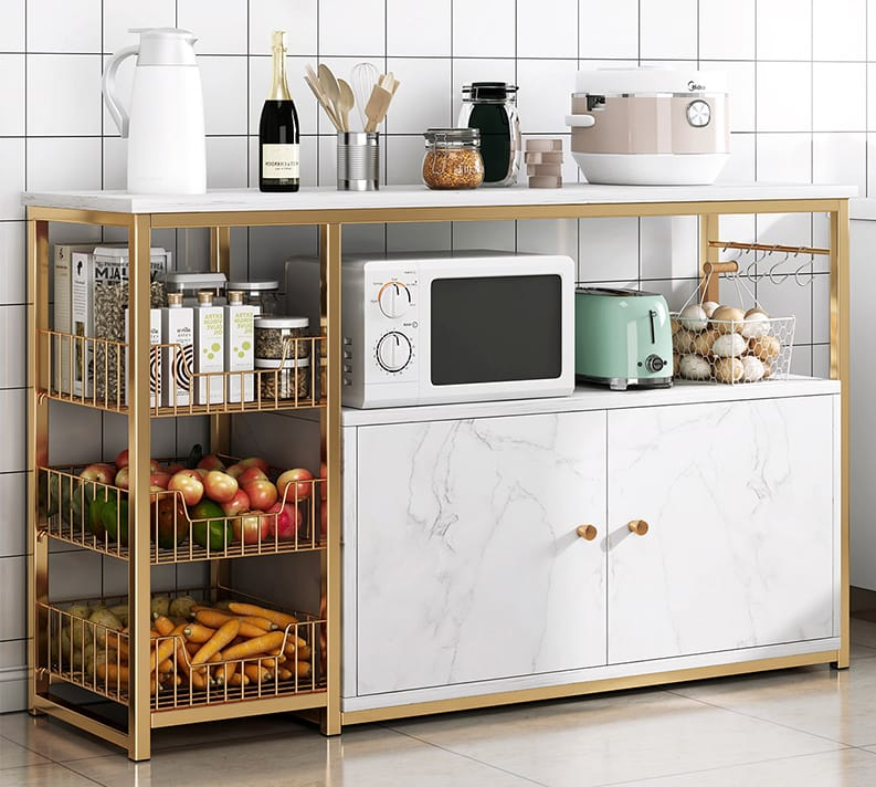 Luxurious white kitchen organizing cabinet