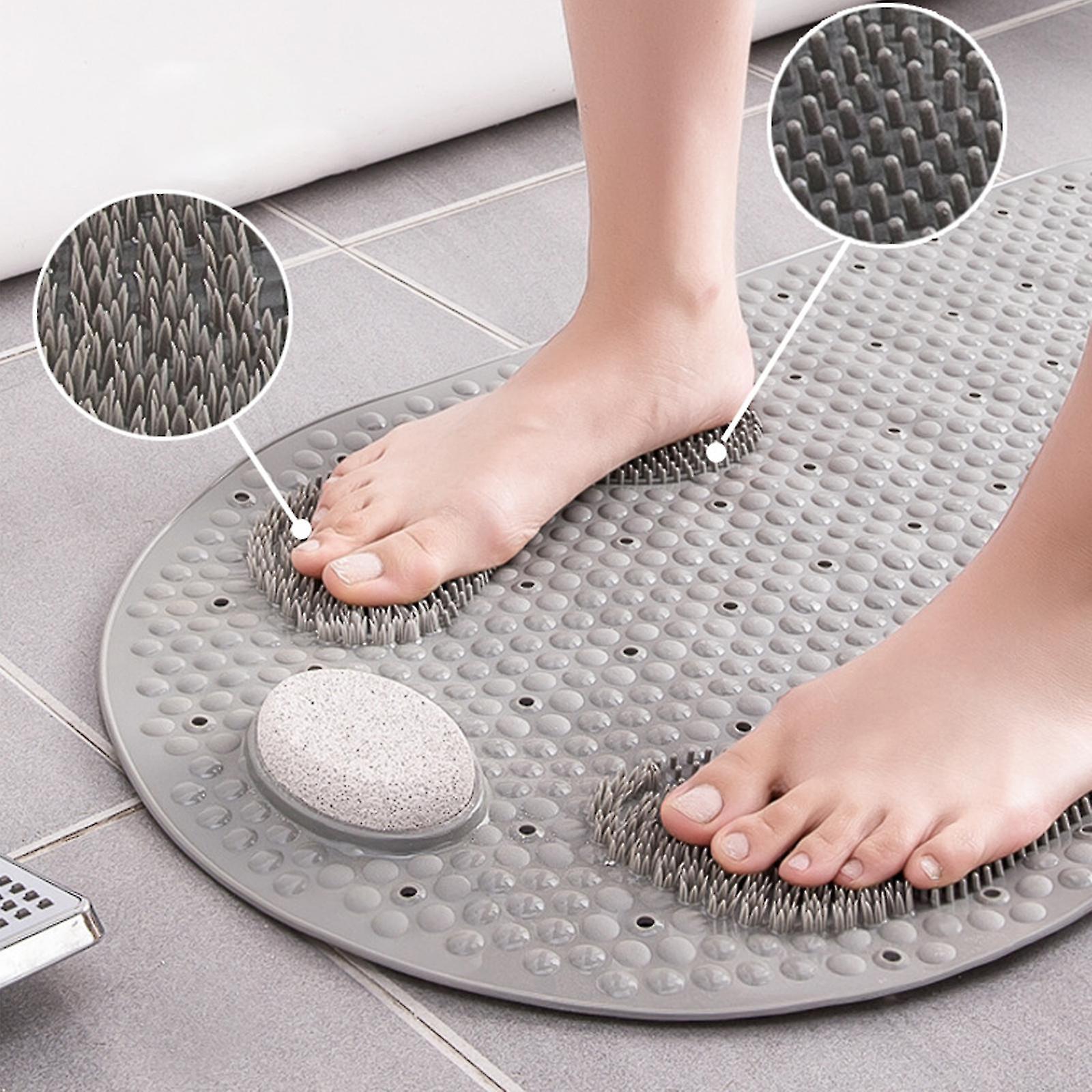 3 in 1 Pumice Stone Callus Remover Bath Mat Foot Massager Tool with Anti-Slip Suction Cup and Drain Holes