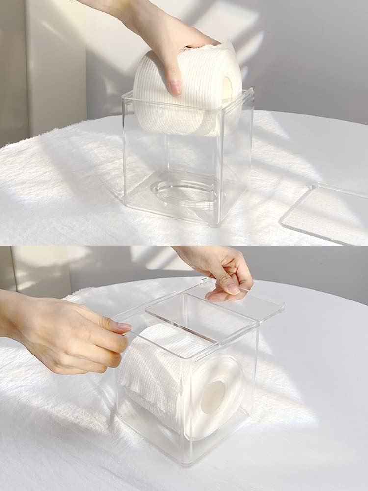 Countertop Facial Tissue Dispenser Box, Clear Plastic Tissue Organizer Container