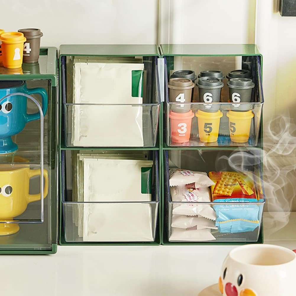 1 Set Coffee Organizer Desktop Sealed Storage Jar green