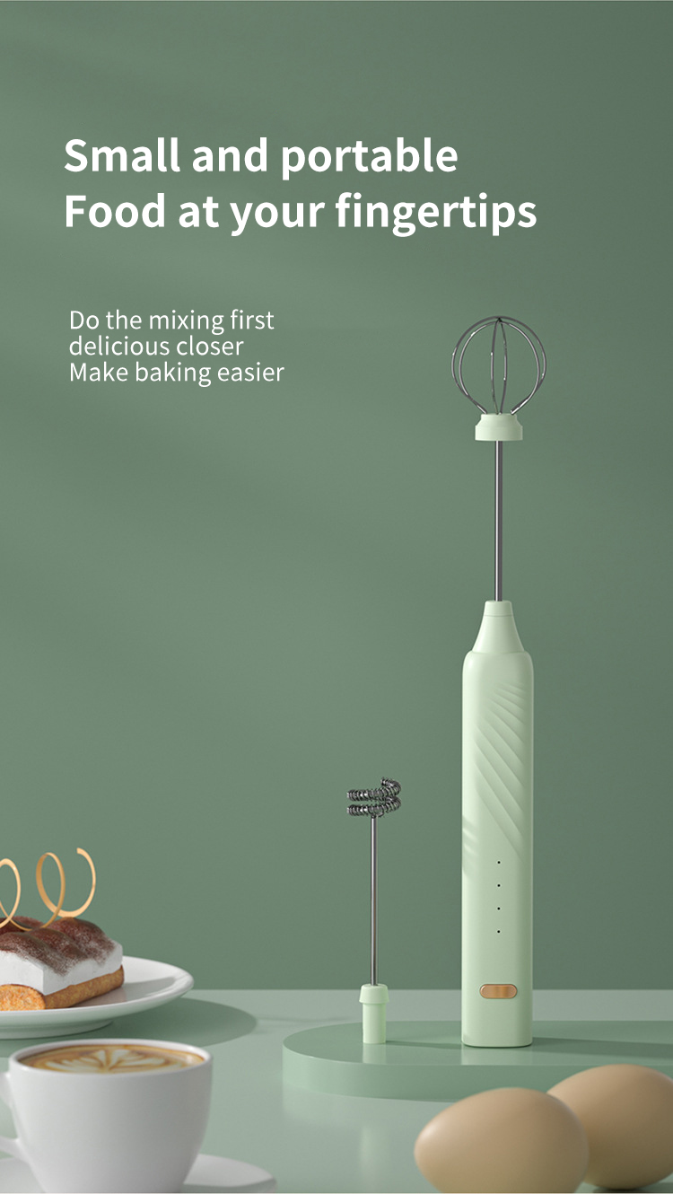 3-speed rechargeable electric whisk with two interchangeable whisking heads