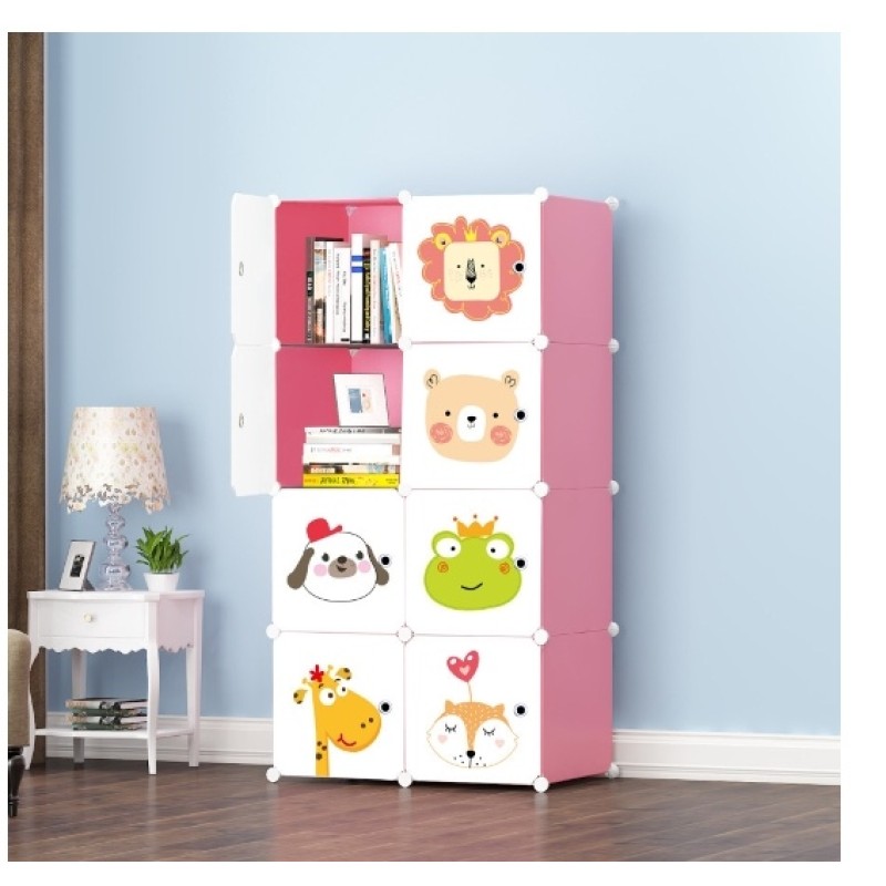 Multi-use plastic children's wardrobe with a place to hang clothes