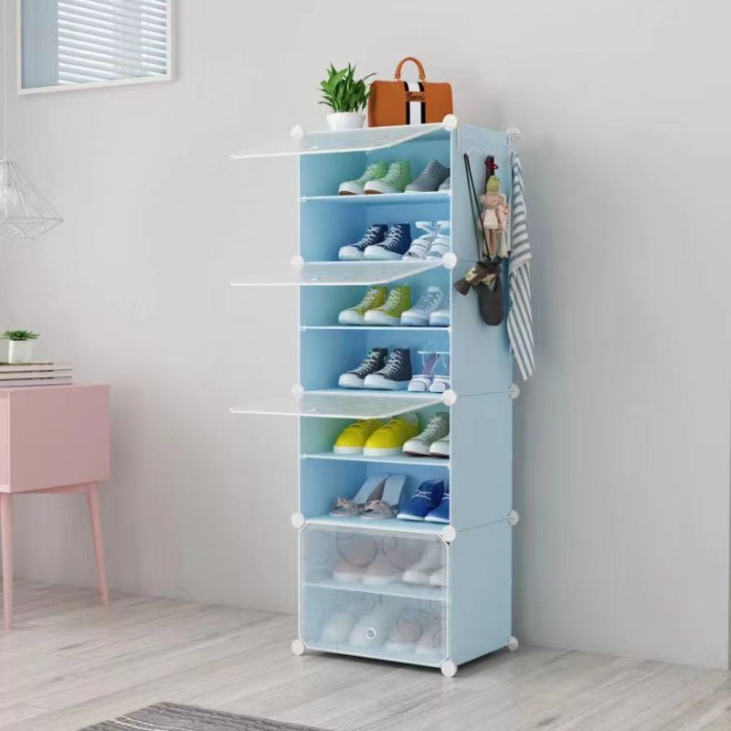 Plastic shoe cabinet with top slots
