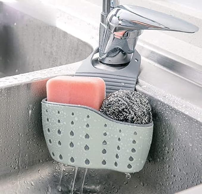 Soap Sink Organizer and Sponge Holder on Faucet for Kitchen Organization and Sink Accessories