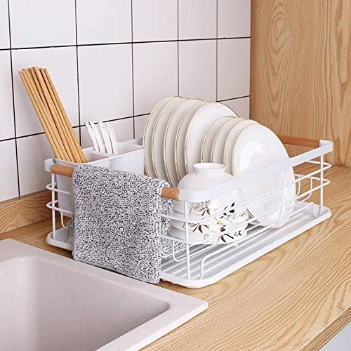 White dish organizing and drying rack