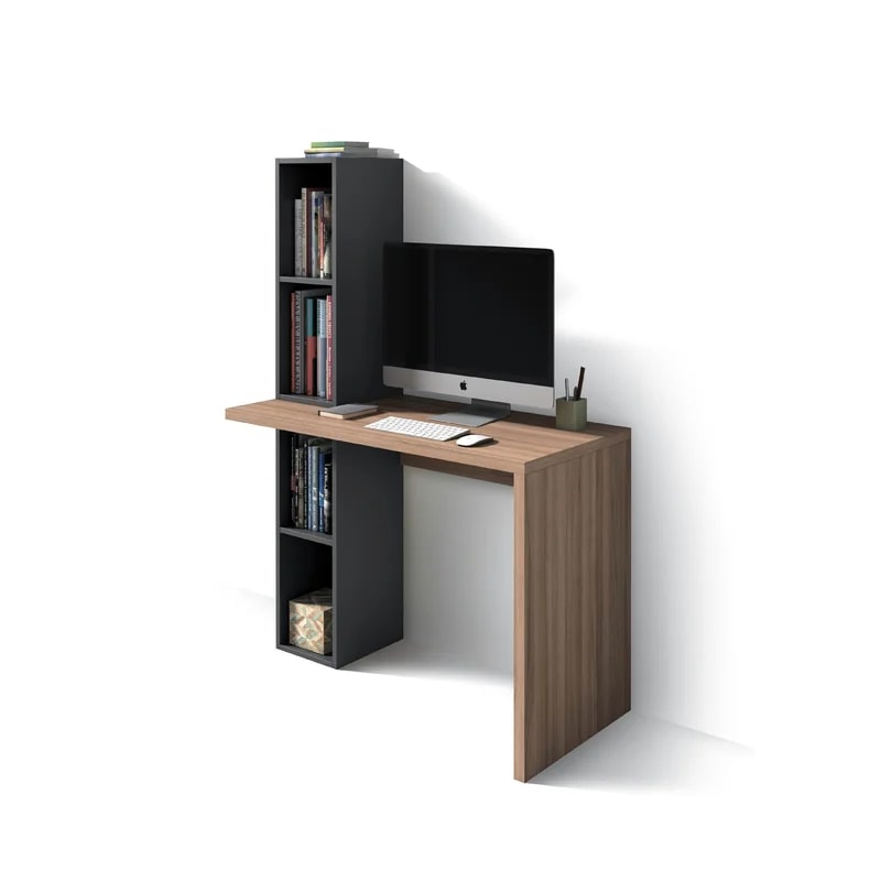 Wooden Computer Desk with Four Storage Shelves