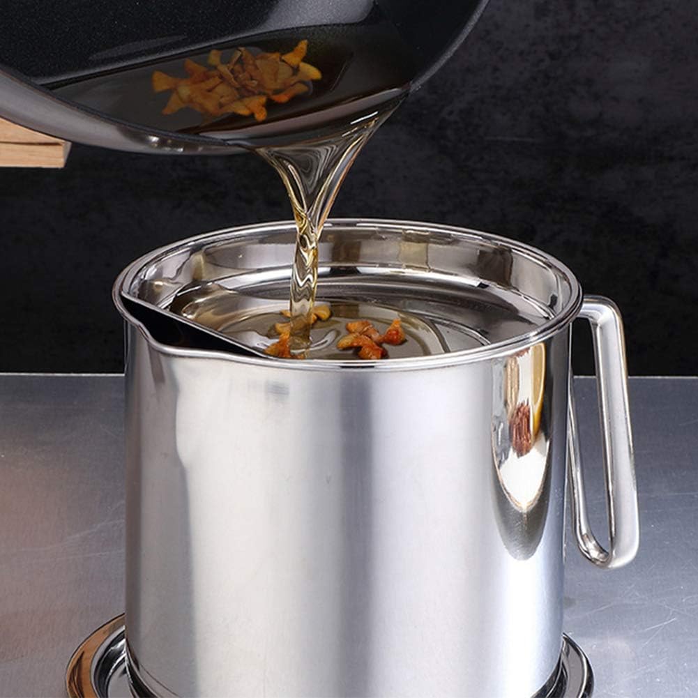 Oil Strainer Grease Container Kitchen Home Multifunction Removable Portable Dustproof Storage